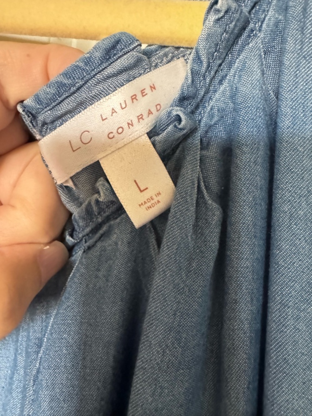 LC Lauren Conrad Denim-Blue Tie-Neck Midi Dress - Picture 3 of 3